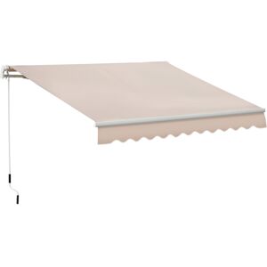 Outsunny 4x2.5m Retractable Manual Awning Window Door Sun Shade Canopy with Fittings and Crank Handle Beige