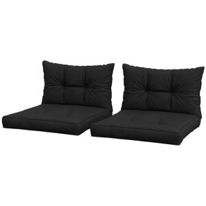 Outsunny Replacement Seat Cushions and Back Pillows, 4-Piece Patio Chair Cushion Set for Indoor or Outdoor Use, Black