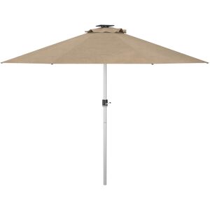 Outsunny LED Patio Umbrella, Lighted Deck Umbrella with 4 Lighting Modes, Solar & USB Charging, Khaki