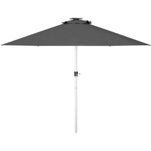 Outsunny LED Patio Umbrella, Lighted Deck Umbrella with 4 Lighting Modes, Solar & USB Charging, Charcoal Grey