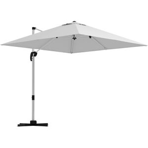 Outsunny 3 x 3(m) Square Cantilever Parasol with Cross Base, Crank Handle, Tilt, 360° Rotation and Aluminium Frame, White