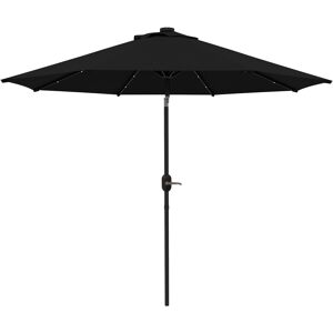 Outsunny 2.7m Outdoor Patio Garden Umbrella Parasol with Tilt Crank and 24 LEDs Lights, Black