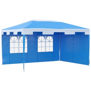 Outsunny Party Gazebo Marquee with 2 Sidewalls, Outdoor Garden Canopy BBQ Tent, 3 x 4 m, Blue
