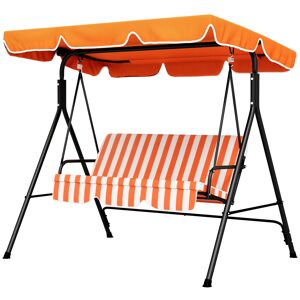 Outsunny 3-Seat Swing Chair Garden Swing Seat with Adjustable Canopy for Patio, Orange
