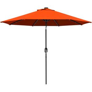 Outsunny 2.7m Outdoor Patio Garden Umbrella Parasol with Tilt Crank and 24 LEDs Lights, Orange