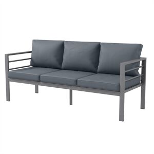 Outsunny Aluminium Three-Seater Garden Bench, with Cushions - Grey