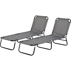 Outsunny Patio Sun Lounger with 5-Position Adjustable Backrest, Weather-Resistant Oxford Fabric, Grey