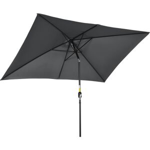 Outsunny 3x2m Patio Parasol Garden Umbrellas Canopy with Aluminum Tilt Crank Rectangular Sun Shade Steel, Black