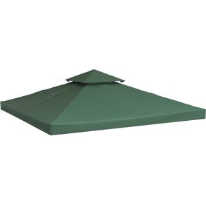 Outsunny 3 x 3 m Gazebo Top Cover Double Tier Canopy Replacement Pavilion Roof Dark Green