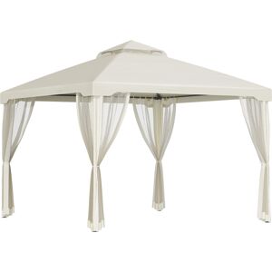 Outsunny 3 x 3 Meter Metal Gazebo Garden Outdoor 2-tier Roof Marquee Party Tent Canopy Pavillion Patio Shelter with Netting - Cream White