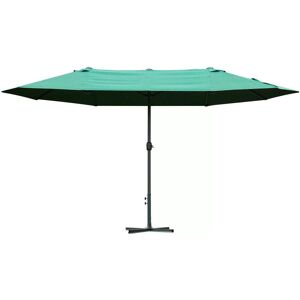 Outsunny 4.6m Garden Parasol Double-Sided Sun Umbrella Patio Market Shelter Canopy Shade Outdoor Dark Green
