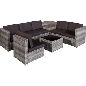 Outsunny 6 Seater Rattan Garden Furniture Patio Rattan Sofa and Table Set with Cushions 8 pcs Corner Wicker Seat Grey Aosom UK