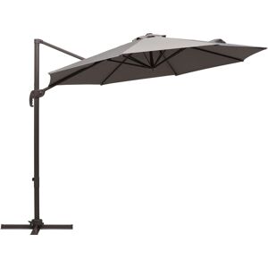 Outsunny 3M Roma Umbrella Sun Shade Cantilever Hanging Parasol w/ Cross Base Hand Crank Aluminium Frame 360°Rotation - Grey Aosom UK