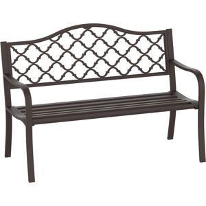 Outsunny Outdoor Garden Bench Antique Style Cast Iron 2 Seater Patio Porch Park Loveseat Chair Seater - Brown