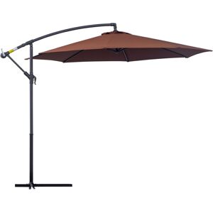 Outsunny Waterproof 3m Hanging Cantilever Umbrella: Adjustable Angle & UV Protection, Coffee Hue Aosom UK