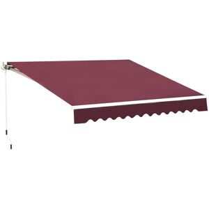 Outsunny Waterproof Manual Retractable Awning, 3x2.5m Sun Shade Canopy for Garden Patio, UV Protection, Red Aosom UK