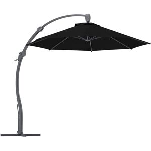 Outsunny 3(m) Garden Cantilever Parasol, Round Overhanging Umbrella with Crank Handle, Cross Base, Aluminium Frame and 360° Rotation, Banana Patio Umbrella for Outdoor Sun Shade, Black
