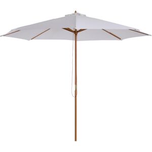Outsunny 3(m) Fir Wooden Parasol Garden Umbrellas 8 Ribs Bamboo Sun Shade Patio Outdoor Umbrella Canopy, Cream White Aosom UK
