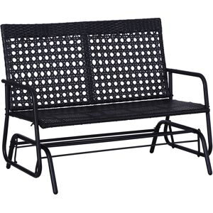 Outsunny 2 Seater Wicker Glider Bench Chair Rocking Chair Outdoor Patio Garden Armchair High Back Aosom UK