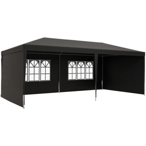 Outsunny 6 x 3 m Party Tent Gazebo Marquee Outdoor Patio Canopy Shelter with Windows and Side Panels, Dark Grey