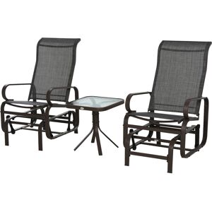 Outsunny 3 piece Outdoor Swing Chair with Tea Table Set, Patio Garden Rocking Furniture