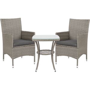 Outsunny Rattan Bistro Set, 2 Seater Outdoor Chair Table Set, Garden Furniture, Waterproof, Washable Cushions, Grey Aosom UK