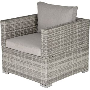 Outsunny Outdoor Patio Furniture Single Rattan Sofa Chair Padded Cushion All Weather for Garden Poolside Balcony Grey