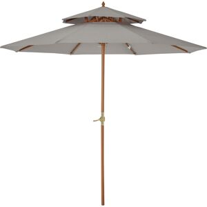 Outsunny Waterproof Wooden Garden Parasol: Double-Tier 2.7m Patio Sunshade, Outdoor Canopy in Stylish Grey Aosom UK