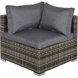 Outsunny Rattan Wicker Corner Sofa, Garden Furniture Single Chair with Cushions, Deep Grey Aosom UK