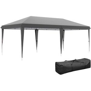 Outsunny Pop Up Gazebo, Double Roof Foldable Canopy Tent, Height Adjustable Wedding Awning Canopy w/ Carrying Bag, 6 m x 3 m x 2.7 m, Grey