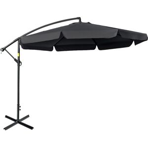 Outsunny Waterproof 2.7m Banana Parasol Cantilever Umbrella with Crank Handle and Cross Base for Outdoor, Hanging Sun Shade, Black Aosom UK