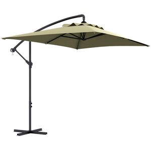 Outsunny Waterproof Cantilever Parasol w/ Cross Base, Banana Umbrella w/ Crank Handle, 6 Ribs, 3x2m, Rectangular, Hanging Patio Shade Aosom UK