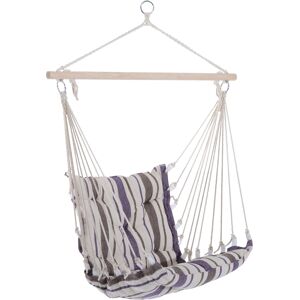 Outsunny Outdoor Hammock Hanging Rope Cushioned Chair Garden Yard Patio Swing Seat Wooden Cotton Cloth (Brown)