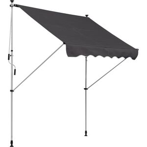 Outsunny Balcony 2 x 1.5m Manual Adjustable Awning DIY Patio Clamp Awning Canopy Retractable Shade Shelter - Grey