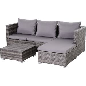 Outsunny 4-Seater Outdoor Garden PE Rattan Furniture Set Grey Aosom UK