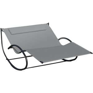 Outsunny Hanging Double Chair, Swing Rock Seat for Outdoor Patio, Garden Sun Lounger, Grey