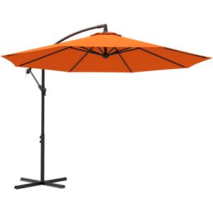 Outsunny 3(m) Overhanging Parasol, with Base - Orange
