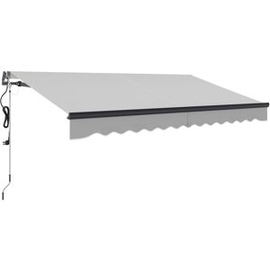 Outsunny 3.5 x 3(m) Electric Awning with Remote Controller, Aluminium Frame DIY Retractable Awning, UV30+ Sun Shade Canopy for Garden Patio Deck Door Window, Light Grey
