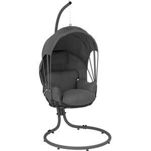 Outsunny Hanging Egg Chair Swing Hammock Chair with Stand, Cushion and Retractable Canopy, for Indoor and Outdoor, Grey