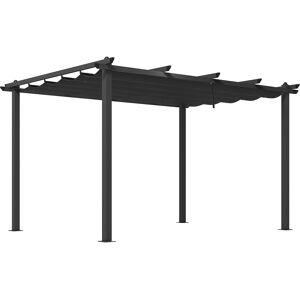 Outsunny 3 x 4m Aluminium Pergola with Retractable Roof, Garden Gazebo Canopy Sun Shade Shelter for Grill, Patio, Deck