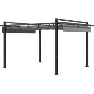 Outsunny 3 x 4m Retractable Pergola, Garden Gazebo Shelter with Aluminium Frame, for Grill, Patio, Deck, Dark Grey