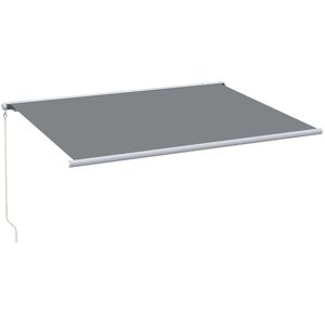 Outsunny 4 x 3 m Full Cassette Electric/Manual Retractable Awning, Sun Canopies for Patio Door Window with Remote Controller, Grey