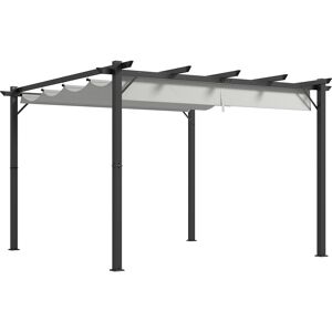 Outsunny 3 x 3(m) Aluminium Pergola Canopy Gazebo Awning Outdoor Garden Sun Shade Shelter Marquee Party BBQ, Light Grey Aosom UK