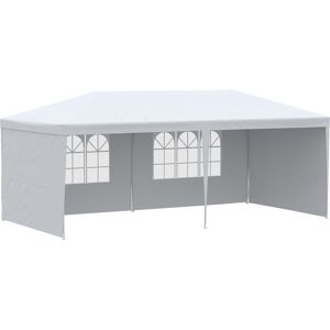Outsunny 6 x 3 m Party Tent Gazebo Marquee Outdoor Patio Canopy Shelter with Windows and Side Panels White Aosom UK