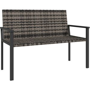 Outsunny 2 Seater Rattan Garden Bench, Outdoor Bench with Quick-Drying Cotton Padding, Wicker Garden Loveseat with Armrests, Steel Frame for Patio, Park, Mixed Grey