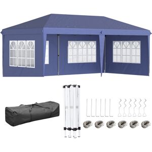 Outsunny 3 x 6m Heavy Duty Pop Up Gazebo, Party Tent Garden Marquee with Sidewalls and Carry Bag , Height Adjustable, Blue Aosom UK