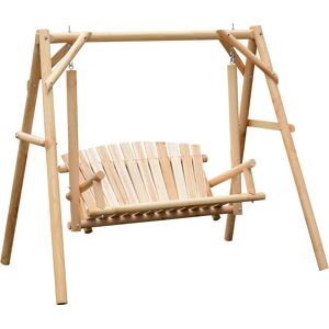 Outsunny Outdoor 2 Seater Larch Wood Wooden Garden Porch Swing Chair Hammock Bench Lounger