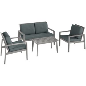 Outsunny 4-Piece Wooden Garden Furniture Set with Cushions - Light Grey