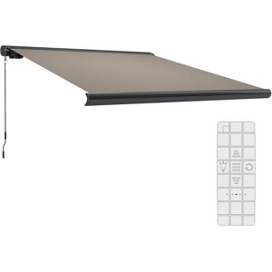 Outsunny 3 x 2.5 m Electric Awning with Remote Controller, Aluminium Frame DIY Retractable Awning for Garden Patio Deck Door Window, Light Grey