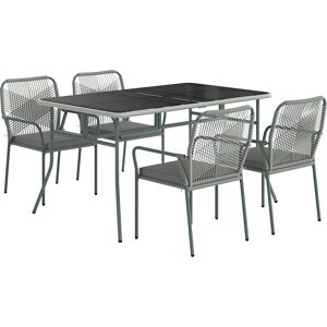 Outsunny Five-Piece PE Rattan Garden Dining Set with Cushions & Stackable Chairs - Light Grey